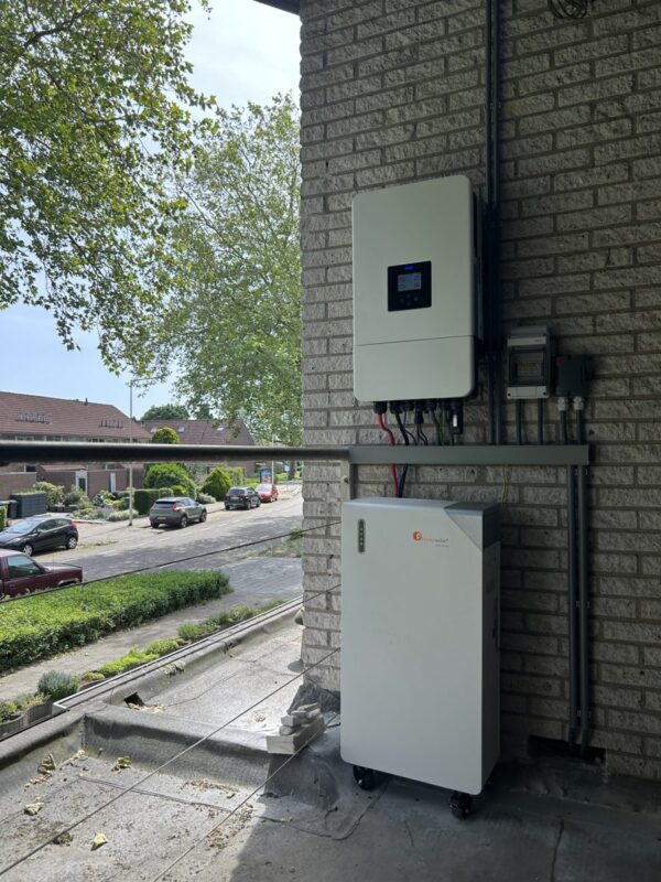 Omvormer en accu bij een woning met noodstroom